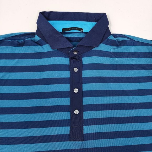 Greyson Polo Shirt Mens XL Blue Striped Short Sleeve Golf Performance NWOT - Picture 7 of 9